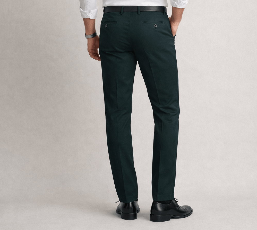 Denro Signature Two-Way Stretch Chinos — Emerald Pine